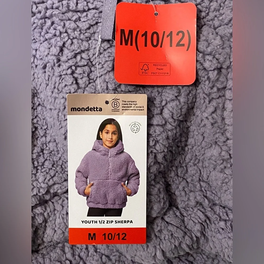 Mondetta Lavender Kids Sherpa Jacket M 10-12 NWT
